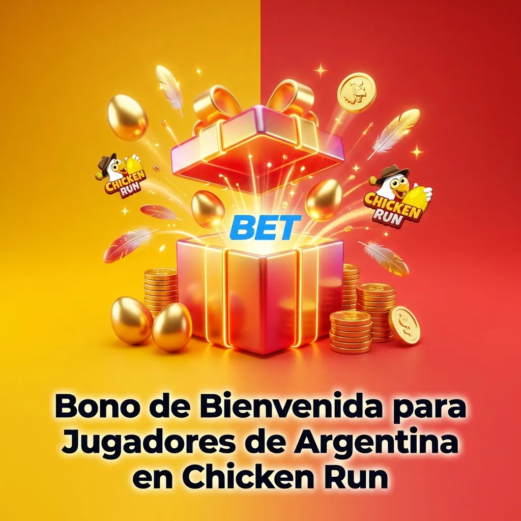 Chicken Run casino welcome bonus offer for Argentine players showing deposit match up to $50,000 ARS with wagering terms