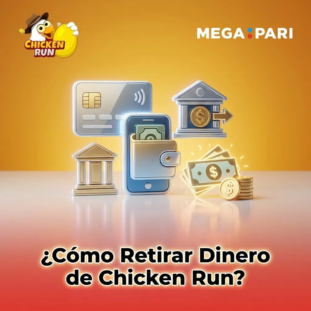 Guide showing Chicken Run withdrawal process: access cashier, select method, enter amount, verify identity, wait 24-48 hours