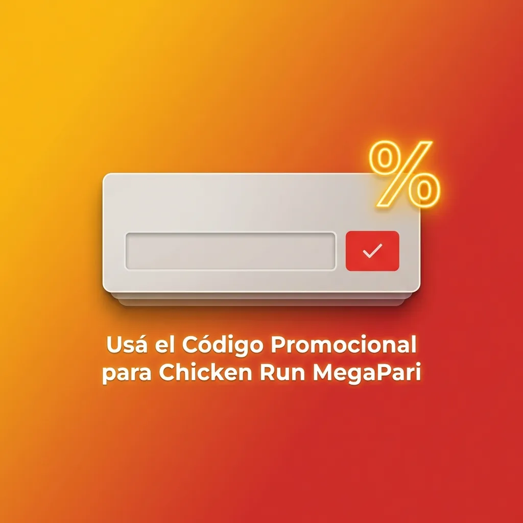 Captura de pantalla mostrando código promocional MEGAARG para bonos de bienvenida en MegaPari Chicken Run